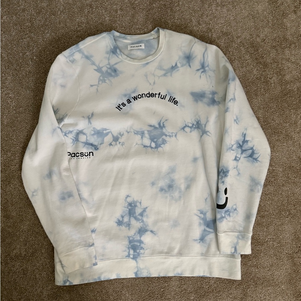 PacSun Blue and White Crewneck Sweater